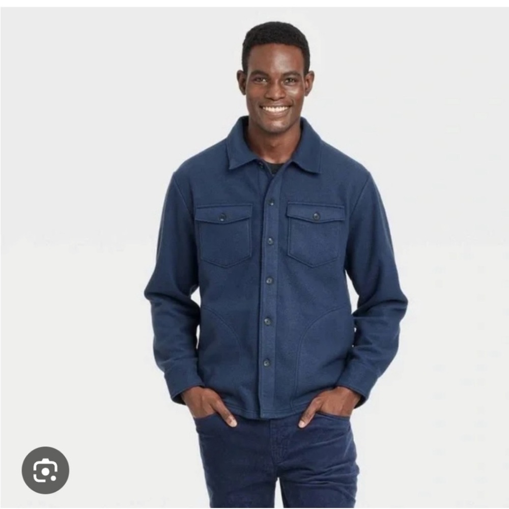 Goodfellow & Co Mens Thick Fleece Shacket - Navy